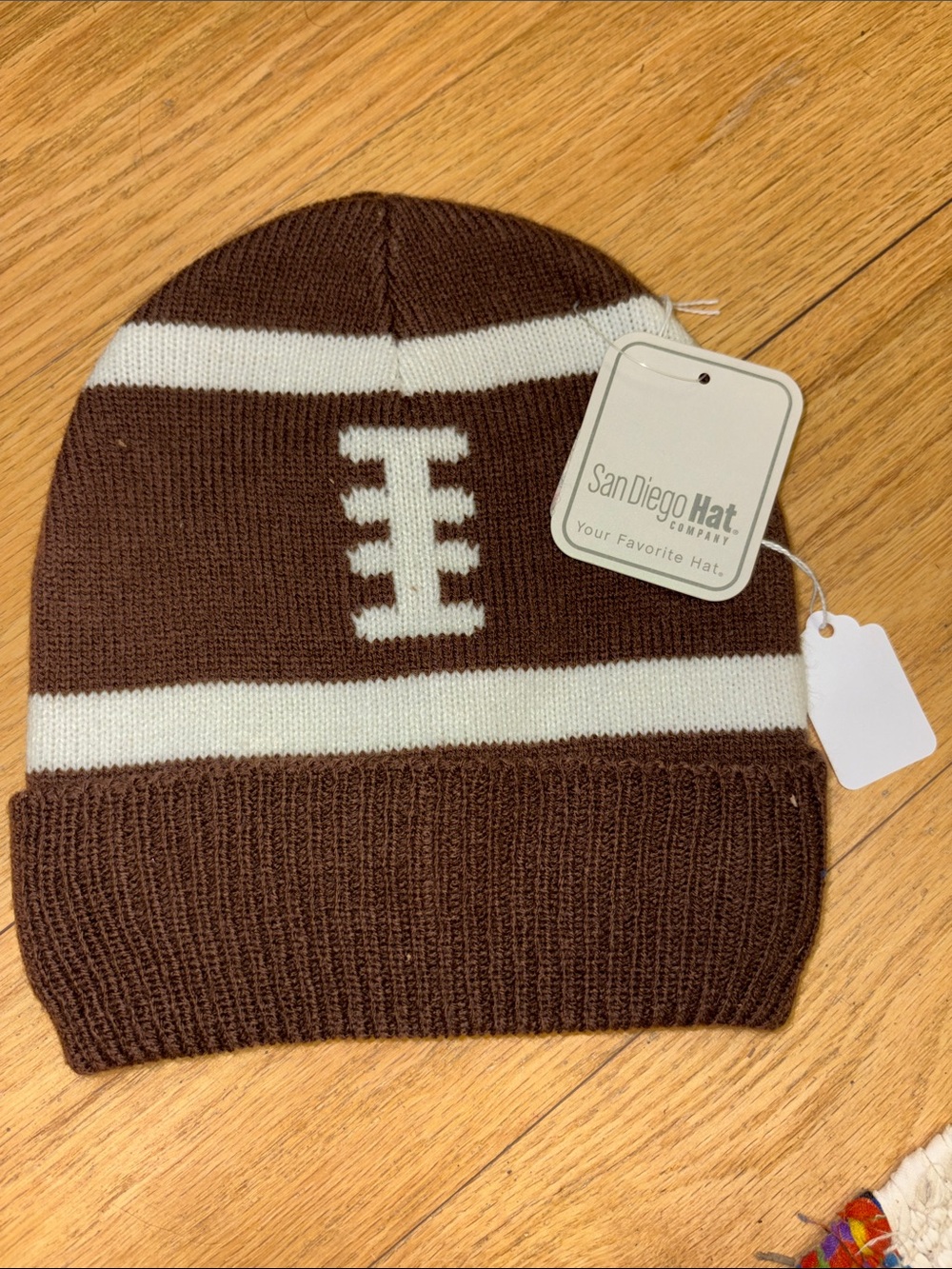 San Diego Hat Company Kids Brown & White Football Knit Beanie